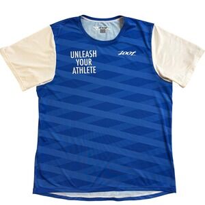 ZOOT Unleash Your Athlete Blue White Athletic T Shirt Men Large Running Cycling